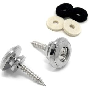 Guitar Strap Buttons Black Oversized Large 17mm Universal Fit for Acoustic and Electric Guitar and Bass (2) with Screws and Felt Washers SB120-BLK