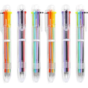 Hutou 24 Pack 0.5mm 6-in-1 Multicolor Ballpoint Pen 6 Colors Retractable Ballpoint Pens for Office School Supplies Students Children Gift, Kids Party Favors Pen(24 Pack)