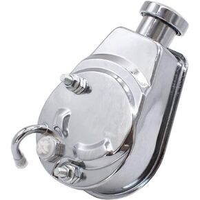 1 PC SHLPDFM Power Steering Pump Chrome Saginaw P Series Power Steering Pump 5/8" Keyway Style Shaft Compatible with GM Vehicles GMC Chevrolet Chevy Buick Oldsmobile Pontiac Chrome