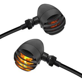 NTHREEAUTO Motorcycle Blinkers, Waterproof Aluminum Bullet LED Turn Signals, Universal Amber Indicator Light Compatible with Harley Dyna, Honda, Yahama, Bobber,Suzuki and Kawasaki 12V Motorbikes
