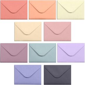 Gift Card Envelopes - 100-Count Mini Envelopes, Paper Business Card Envelopes, Bulk Tiny Envelope Pockets, 10 Pastel Colors, 4 x 2.7 Inches