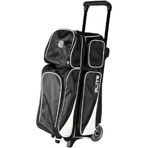 Deluxe 3 Ball Roller Bowling Bag with 5" Smooth Wheels - 4 Large Accessory Pockets, Shoe Compartment, Extendable Handle - USB Charging Port