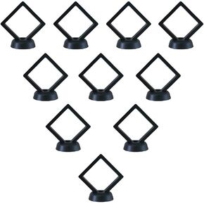 H&S Set of 10 Challenge Coin Display Frame, 3D Floating Case with Stand, Medallion Medal Specimen Military Coin Clear Box (Black)