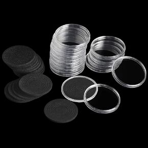 20 Sets 46MM Coin Capsules and 6 Sizes(16/21/26/31/36/46MM) Adjustable Protect Foam Gasket Coin Holder Case for Coin Collection Supplies DC0336
