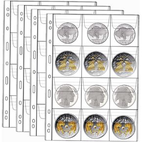 MUDOR 200 Pocket Coin Pages for Collectors, Standard 9-Hole Coin Collection Pages fit Most Binder, Coin Collecting Supplies, 10 Sheets Coin Sleeves for Coin, Stamp, Badges etc (20 Pocket -10 Sheets)