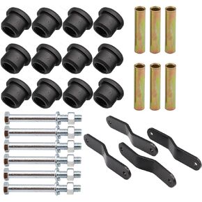 Rear Leaf Spring Shackle & Polyurethane Bushing and Sleeve & Screw Kit for Club Car DS Golf Cart Gas and Electric 1984-Up OEM# 8755+1015583/101558302+1012303+1012304/7569