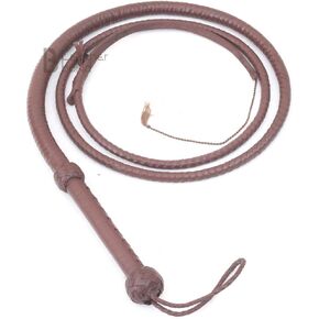Indiana Jones Style 6 Foot 8 Plait Dark Brown Leather Bullwhip Real Cowhide Leather Bull Whip