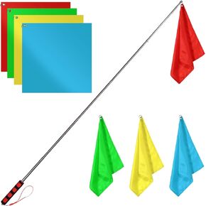 4pcs Horse Training Flag, 5.25 Feet Red Telescopic Flag Poles with 17.1x17.1inch Retractable Horse Training Equipment Horse Flag (Four Colors)