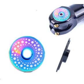Titanium Alloy Bike Headset Top Cap, Stem Cover with Bolt for MTB Mountain Road Bike, 1-1/8 inch (Black(Galaxy))