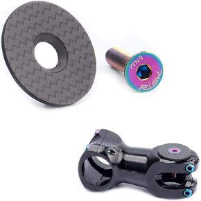 1 1/8" (28.6mm) Headset Stem Top Cap, Carbon Fiber with M6 X 30 Titanium Compression Bolt for Road Bike and MTB