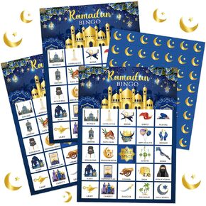 35 قطعة من ألعاب رمضان بينجو 24 لاعبًا بطاقات عيد مبارك بينجو رمضان عيد مبارك هدايا الحفلات للأولاد والبنات والكبار وأنشطة الفصول الدراسية ومهرجانات المسلمين ومستلزمات تزيين الحفلات