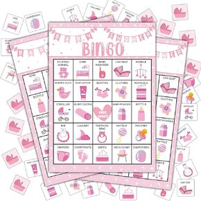 Baby Shower Bingo Cards, Baby Shower Bingo Game, Baby Shower Games Cards for Baby Shower, Gender Reveal Party Games Favors Supplies Decorations, 24 Players Bingo Game (A03)