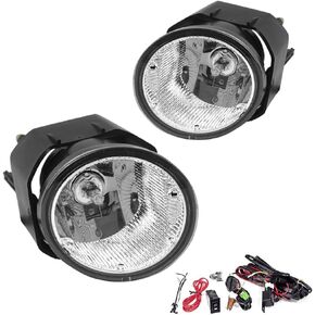 Driving Fog Lights Lamps Replacement for Nissan Sentra 2000-2003, Nissan Frontier 2001-2004, Nissan Xterra 2002-2004, Maxima 00-01 with H3 12V 55W Halogen Bulbs & Switch and Wiring Kit (Clear Lens)