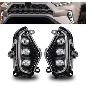 Dasbecan fog light LED Daytime Running light Assembly DRL fog lamp kit Compatible With Toyota RAV4 2019 2020 2021 2022 2023