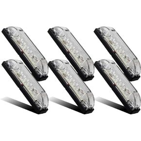 Partsam 6Pcs 4 Inch Marine Boat Light, Slim Line White 9 LED Utility Strip Light Bar, Sealed Waterproof LED Marker Lights for Truck Trailer Camper RV Pickup Car, Under Hood Lights, Dome Lights
