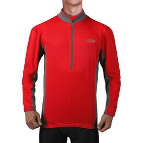 Men's Cycling Jersey Long Sleeve MTB Bike Biking Shirts with Half Front Zipper & 3-Rear Pockets