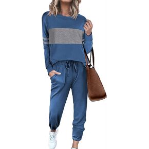 Ekouaer Women's Long-sleeve Crewneck Sweatsuits with Pocket