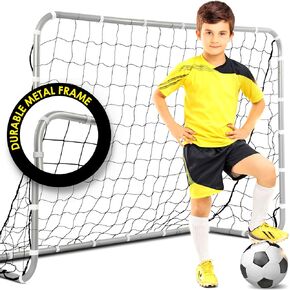 E-Jet Soccer Goals Football Goals, 6'x4' Metal Frame with All Weather Net, White