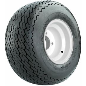 مجموعة عجلات وإطارات عربة الجولف مقاس 8 بوصة من GTW | عجلة فولاذية بيضاء مقاس 18x8.5-8 (18 بوصة) إطار Topspin Sawtooth | لتطبيقات ملاعب الجولف والشوارع