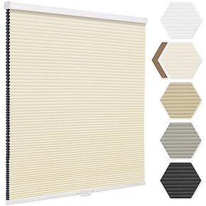 SUAKY Cellular Shades Cordless Window Blinds, Beige Eco-Friendly Honeycomb Blinds for Windows, Noise Insulation, Easy to Install for Home, Room Darkening, 31.5" W x 48" H