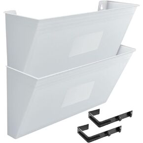 Acrimet Wall Mount Pocket File Organizer Holder (Hangers Included) (White Color) (2 Pack)