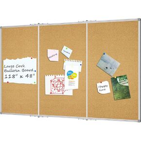 Lockways Cork Board Bulletin Board, Double Sided Corkboard 36" x 24", Wall-Mounted Aluminum Framed Message Presentation Notice Board 3 x 2