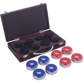 Hathaway Shuffleboard Pucks with Case (Set of 8), Dark Cherry Finish