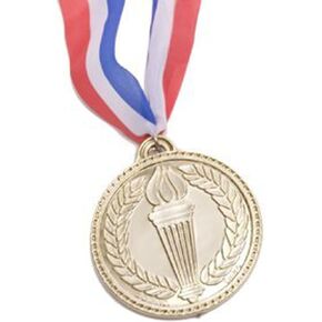 Rhode Island Novelty Olympic Style Gold Medal Replica with Red, White and Blue Lanyard