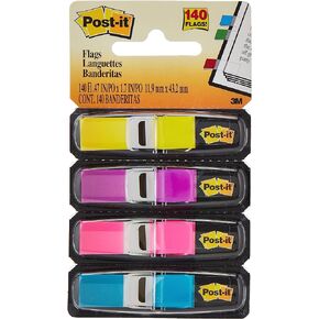 Post-it Flags, 35/Dispenser, 4 Dispensers/Pack, .47 in Wide, Assorted Bright Colors (683-4AB)