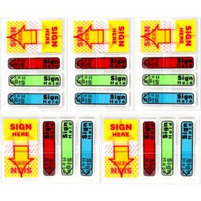 500pcs/5 Boxes Sign Here Tabs, Sign Here Flags Please Sign Here Tabs Sign Here Stickers with Dispenser Arrow Tabs Sign Here Sticky Notes Easy to Post for Office School Notary Books