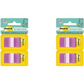 Post-it Flags, 50/Dispenser, 2 Dispensers/Pack, 1 in Wide, Purple (680-PU2)