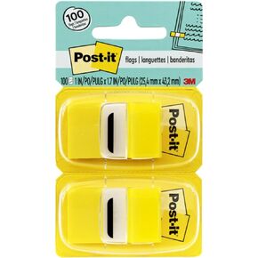 Post-it Flags Value Pack, 50/Dispenser, 12 Dispensers/Pack, 1 in Wide, Yellow (680-YW12)