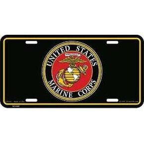 EagleEmblems United States Marine Corps License Plate (Black)