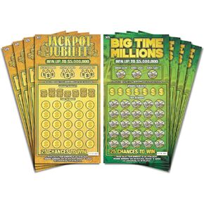 Larkmo Prank Gag Lottery Tickets - 8 Total Tickets, 4 of Each Winning Ticket Design, These Scratch Off Cards Look Super Real Like A Real Scratcher Joke Lotto Ticket, Win 10,000 or $50,000
