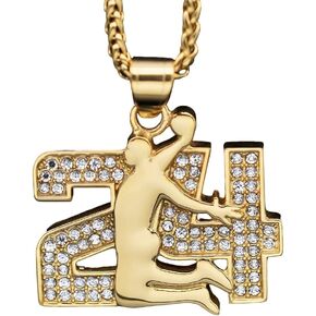 Basketball Number 24 Necklace for Men, Hip Hop Basketball Player Necklace, No. 24 Basketball Pendant Necklace with 23.6"Chain, Stainless Steel Punk Rock Basketball Sport Pendant, Number 24 Basketball Player Necklace Jewelry Gift for Men Boys