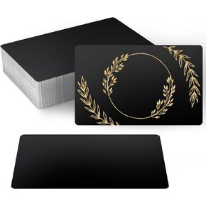 Metal Business Card Blanks, 100pcs Anodized Aluminum Business Card Blanks for CNC Engraver Laser Engraving, Thickness 0.21 mm/ 0.01 inch (Black)