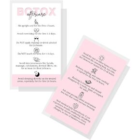 Botox Aftercare Card | 50 Pack | 2x3.5" inch Business Card | Botox Aftercare Card for Clients | Pink and White Look Design