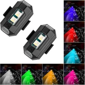 2Pcs Mini LED Strobe Lights, Upgrade 7 Colors Led Aircraft Strobe Lights, USB Charging Magnetic Lights, Night Signal Emergency Warning Light for Car Motorcycle Bike Drone