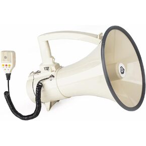Heavy Duty 75W Professional Megaphone Bullhorn Speaker with Built-in Microphone-Rechargeable Battery&Portable Strap-Siren -USB/SD/AUX Input-Ideal for Football, Baseball,Coaches