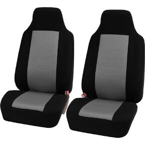 FH Group Automotive Car Seat Covers Gray Interior Front Seats Only Accessories High Back Combo Classic Cloth Car Seat Cover Front Set Universal Fit Cars Trucks and SUV Car Interior Accessories