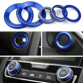 for Honda Civic Accessories Auto Sync Climate Menu Knob Control Button Trim Cover Engine Push to Start Stop Button Cover Audio Speaker Sticker Decor Fit for Honda Civic 2016-2021 5pcs(Red)