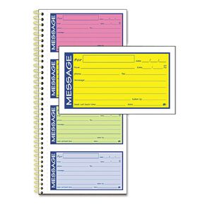 Tops SC1153RB Adams 2-Part Carbonless Phone Message Books - 200 Sheet(s) - Spiral Bound - 2 PartCarbonless Copy - 5.25inch x 11inch Form Size - Assorted Sheet(s) - 1 Each