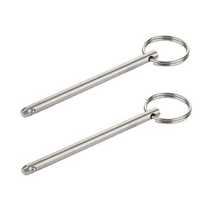 2 Pack Quick Release Pin, Diameter 1/4"(6.3mm), Overall Length 4.1"(105mm), Usable Length 3-1/2"(89mm), Full 316 Stainless Steel, Bimini Top Pin, Marine Hardware