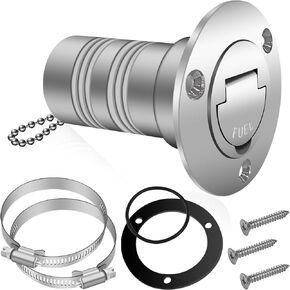 1-1/2"(38mm) Boat Gas/Fuel Deck Fill/Filler with Keyless Cap，1.5inch Stainless Steel Deck Filler Marine Hardware for Boat, Yacht, Caravan, Mirror- Polished Head