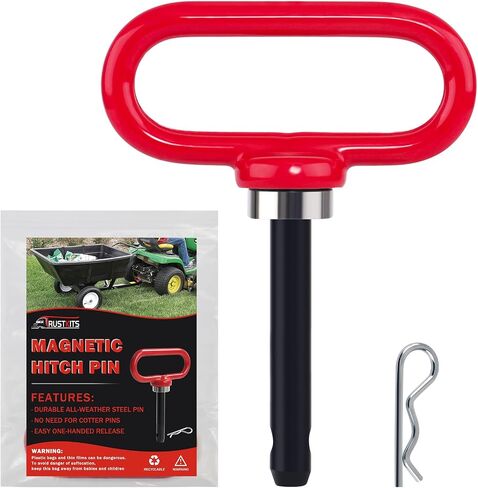 TRUSTKITS Magnetic Hitch Pin, Heavy Duty Ultra Strong Neodymium Magnet Lawn Mower Trailer Gate Pins Accessories 1/2 Inch for Mowers, Lawn Tractors, Towing - Simple One Handed Hook On & Off(Yellow) in Saudi Arabia