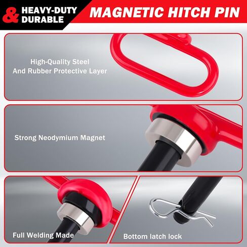 TRUSTKITS Magnetic Hitch Pin, Heavy Duty Ultra Strong Neodymium Magnet Lawn Mower Trailer Gate Pins Accessories 1/2 Inch for Mowers, Lawn Tractors, Towing - Simple One Handed Hook On & Off(Yellow) in Saudi Arabia