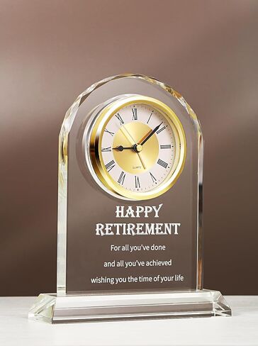 Crystal Retirement Alarm Clock Gifts for Men Women, Happy Retirement Plaque for Coworkers, Boss, Going Away Gift for Retired Friends, Farewell Goodbye Presents for Doctors Nurses Teacher in Saudi Arabia