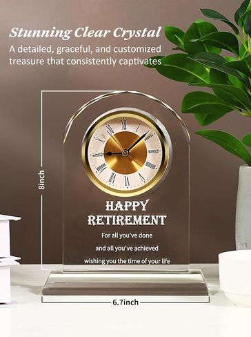 Crystal Retirement Alarm Clock Gifts for Men Women, Happy Retirement Plaque for Coworkers, Boss, Going Away Gift for Retired Friends, Farewell Goodbye Presents for Doctors Nurses Teacher in Saudi Arabia