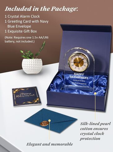 Crystal Retirement Alarm Clock Gifts for Men Women, Happy Retirement Plaque for Coworkers, Boss, Going Away Gift for Retired Friends, Farewell Goodbye Presents for Doctors Nurses Teacher in Saudi Arabia