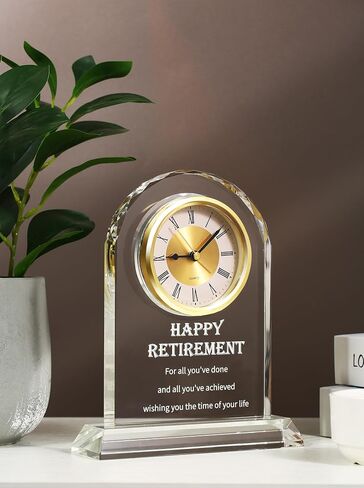 Crystal Retirement Alarm Clock Gifts for Men Women, Happy Retirement Plaque for Coworkers, Boss, Going Away Gift for Retired Friends, Farewell Goodbye Presents for Doctors Nurses Teacher in Saudi Arabia